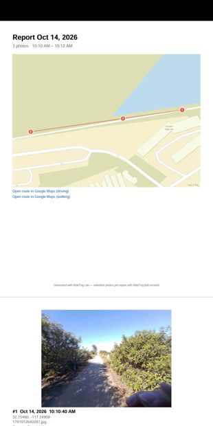 RideTag Lite PDF report