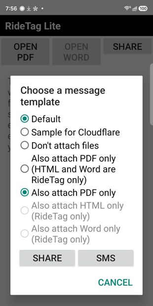Share dialog