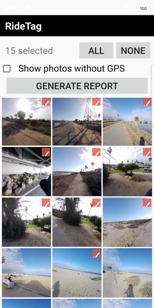 Photo selection for a report