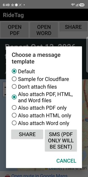 Share as PDF, HTML or Word